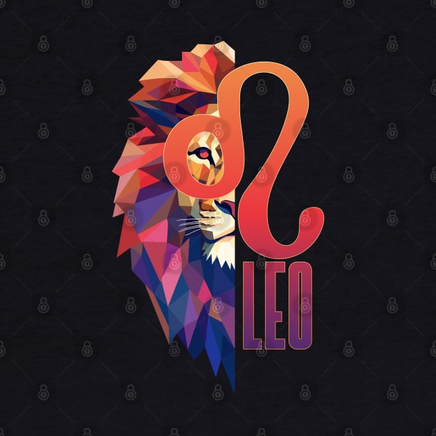 Leo Lion Zodiac Geometric Symbol by DanielLiamGill